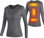 [IMYOGI] Cozy USB Women Heated Underwear Tops 3 Areas Insulated Thermal Long Sleeve Washable Winter Skiing Warm Breathable Clothes