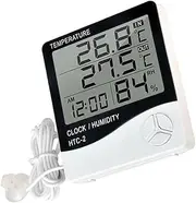 2 Dual Temperature Monitor Digital Fish Tank Thermometer Hygrometer Easy-to-Read LCD for Aquarium