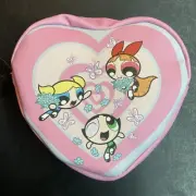 (NEW) PowerPuff Girls Heart Shaped Makeup / Toiletry Pink Zipper Bag Cartoon