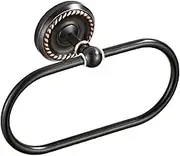 STOBOK Retro Wall Mounted Towel Rack Black Oval Towel Ring for Bathroom Kitchen Space Saving Holder Elegant Design Advanced Abrasion Material for Hotels and Home Decor
