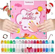 TOMICCA Nail Polish Set for Girls,18 Colours Non-Toxic Peel-Off Water-Based Safe Kids Nail Polish Set,Quick Dry Nail Polish Gifts Toys Kit,for Parties, Sleepovers & Makeovers