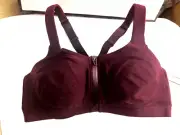 Victoria's Secret VSX Knockout Front Close Sports Bra, High Impact Burgundy Marl