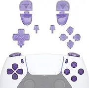 eXtremeRate Replacement D-pad R1 L1 R2 L2 Triggers Share Options Face Buttons, Clear Atomic Purple Full Set Buttons Compatible with ps5 Controller BDM-030 BDM-040 BDM-050 - Controller NOT Included