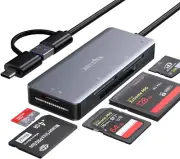 Lector de tarjetas SD, aluminio 5 en 1 USB USB-C a SD Micro SD