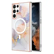 YB IMD Series-19 for Samsung Galaxy S22 Ultra 5G Electroplated IMD Phone Case 2.0mm TPU Back Cover