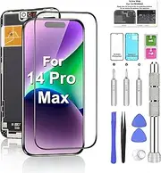 for iPhone 14 Pro Max Screen Replacement 6.7" COF LCD Sceen & 3D Touch IPS FHD Digitizer Full Assembly with Repair Tools Screen Protector Waterproof Frame Sticker for A2651, A2893, A2896, A2895, A2894