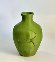 3D Printed Ginkgo Leaf Vase – Olive Green Modern Minimalist Home Decor Tabletop