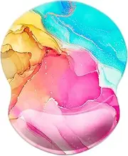 Mouse Pad with Wrist Support, Non Slip Mousepad Wrist Rest for Office, Computer, Laptop & Mac-Comfortable & Lightweight Ergonomic Support Mouse Mat(Wrist-Colorful Marble)