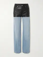 [ALEXANDER WANG] ALEXANDER WANG - Leather-paneled Low-rise Jeans - Light blue - 27 27 Blue