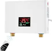 Mini Instant Water Heater Instant Electric Water Heater 3000W Constant Temperature Electric Tankless Water Heater with Remote Control Digital Display for Home Kitchen Bathroom Indoor 220V (White)