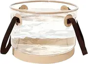Foldable Bucket, Folding Water Storage Bucket, Transparent Lightweight Water Container, Clear Collapsible Outdoor Bucket for Water Supplies Backpacking Hiking Fishing Camping