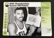 Wilt Chamberlain Scores 100 Points in One Game Grolier Collector Card