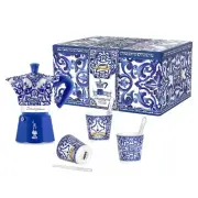 Bialetti Dolce & Gabbana Blue Mediterranean 6 Cup Gift Set Tin Moka Express Pot