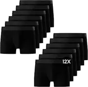 [Falechay] Men's Boxer Shorts Pack of 6 Underpants Men Without Scratching Notes Sports Underwear Boxer Cotton (Size S - 3XL), 12 x Black, Small