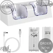 OSTENT Charger Dock Station + 2 Battery Packs for Nintendo Wii Remote - White
