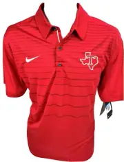 Medium Nike Dri Fit Red Performance Football Polo Texas TX Tech Booster Club Mem