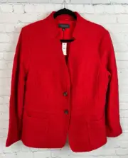 TALBOTS red wool blend lined blazer jacket coat size 16 NWT