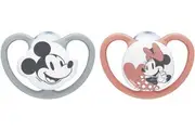 NUK: Silicone Space Soothers Mickey - 6-18 months Red (2 Pack)