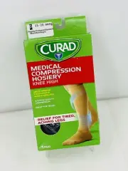 Curad 15-20 mmHg Regular Black Compression Socks 1 Pair Knee High Unisex