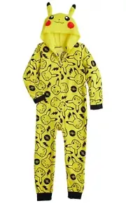 Pokemon Pikachu Hoodie Union Suit One Piece Size S (6-7) Boys / Girls New!