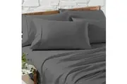 Renee Taylor Egyptian Cotton Sheet Pillowcase Bedding Sleep Set - Charcoal
