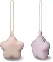 BebeBiu 2 Pack Pacifier Holder Case - Cute Portable Silicone Pacifier Storage Case for On-The-Go, Travel & Nursery - Ideal for Moms & Babies (Blush/Pale Mauve)