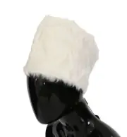 Dolce&Gabbana Women White Beanie 100% Lamb Fur Lined Fluffy Thermal Hat Sz 56 cm