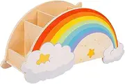 Wooden Rainbow Pen Holder,Desk Organizer,5 Compartments Pencil Holder,Large Capacity Pen Container,for DIY Creative, Desk Tidy, Pencil Holder