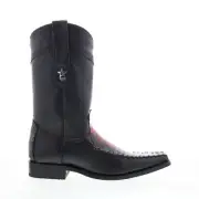 Los Altos Square Toe Caiman Belly Mens Black Wide Cowboy Western Boots