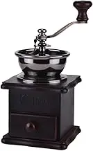 Hoement Manual Wooden Burr Coffee Vintage Hand Operated Coffee Beans Grinding Machine for Espresso Stylish Dark