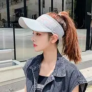 [SXLYKJ] Women Sun Visor Hat Women's Empty Top Spring and Summer Wild Couple Letters Baseball Cap Knitted Men's and Women's Caps Outdoor Sun Protection Sun Hat, 53~58cm (Color : Gray)