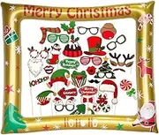 Christmas Inflatable Photo Booth Inflatable Selfie Frame for Christmas,Picture Frame for Xmas Family Party,Giant Props Frame Celebration Blow Up Party Prop,Xmas Party Game Accessories Supply