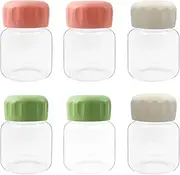 6 Packs Air tight Glass Overnight Oats Container Jars with Screwed Lid, 300ml Capacity, Small Glass Jars with Scale for Baby Food Storage, Salad, Snacks, Spice, Yoghurt