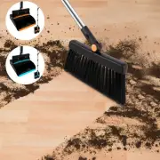 Broom and Dustpan Set with Adjustable Handle 180° Rotating Sweeping Brush-.-..