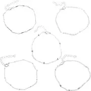 SAFIGLE 5 Pack Anklet Bracelets Elegant Silver Anklet for Women Stackable Style