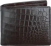 [HATA] Men Alligator Bifold Leather Wallet Crocodile Belly Hornback RFID Blocking Handmade for Dad Husband Son Teacher, Bifold-Red-Croc Belly Double Side, 4.5" x 3.5", Classic