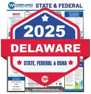 2025 Delaware DE State/Fed Labor Law All In 1 Compliance Poster Paper/Laminated