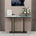 Narrow Slim Console Table Stable Base Marble Hallway Entryway Porch Accent Table
