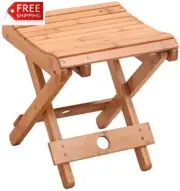 Jaycomey Bamboo Folding Stool for Shaving Shower Foot Rest, Foot Stools for Show