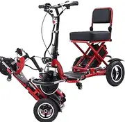 3 Wheel Electric Mobility Scooters, 3 Wheel Power Mobile Wheelchairs, 3 Speed Shift Switch/Reverse Gear Design, Led Super Bright, for The Elderly, Disabled,Red