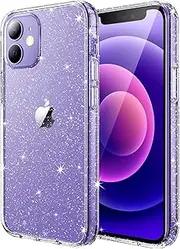 JETech Glitter Case for iPhone 12/12 Pro, 6.1-Inch, Bling Sparkle Shockproof Phone Bumper Cover, Cute Sparkly for Women and Girls (Clear)
