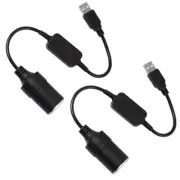 2PCS 5V USB to 12V Car Power Outlet Female Socket Boost Cable Adapter Cord