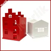 Set of 2 Ikea VINTERFINT Pillar House Candle/Tealight Holder, Red/White, NEW