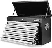 [HORUSDY] 10-Drawer Tool Chest, Lockable Storage Cabinet Workshop Tool Box Organiser, with Non-Slip Liners and Keys (Grey & Black)