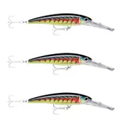 3x Rapala 14cm X Rap Magnum 20 Deep Diving Trolling Lures - HD Lime Light UV