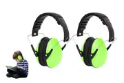 2pcs Noise Reduction Earmuffs Kids Hearing Protection Earmuffs for Travel Game-Green