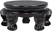 Wooden Teaware Stool Stand Decoration for Home Office Circular Vase Bonsai Pedestal(Small)
