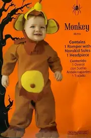 CHILD's MONKEY HALLOWEEN COSTUME * size: Infant 6 - 12 months * NEW