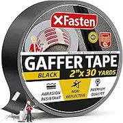 XFasten Professional Grade Black Gaffer Tape, 2 Inch X 30 Yards (50.8mm x 27.43m), Residue Free, Non Reflective and Easy to Tear Pro Gaff Tape for Photographers, DJs- Main Stage Gaffer Tape