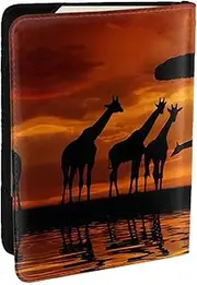 [JEJEA] Africa Giraffe Majestic Tree Print Travel Organizer Credit Cards Case Passport BookPassport Holder Cover Wallet forTraveling,, Black, One Size